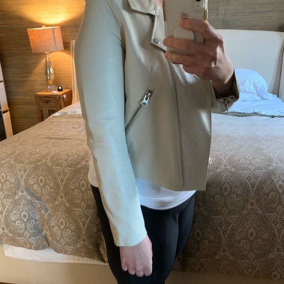 Aqua Off-White Leather Moto Jacket - Picture 5 of 6